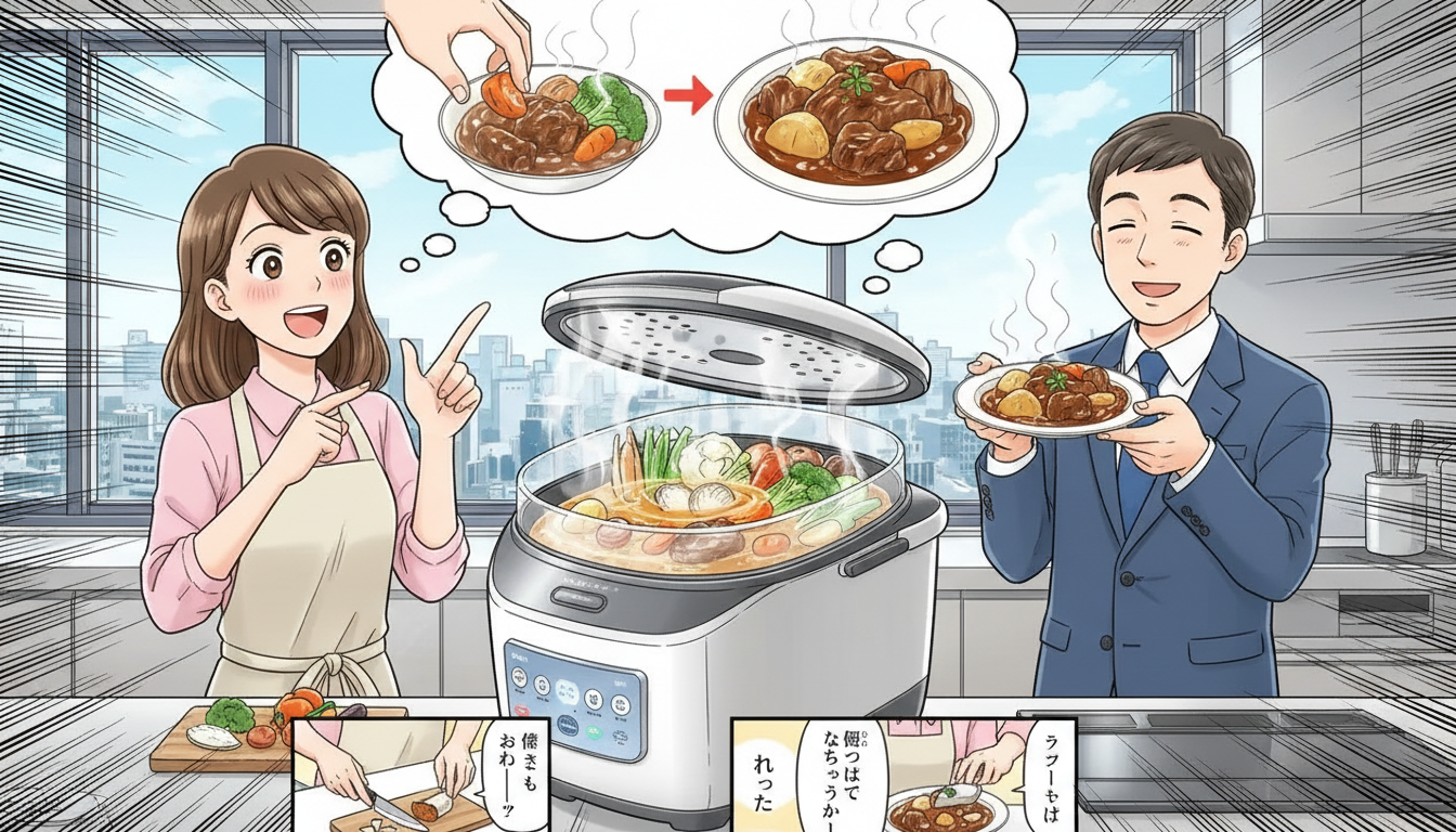 下ごしらえは必要ですが加熱から完成までは完全自動でお任せできます